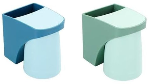 Alleshelfer 2 Stück Zahnbürstenbecherhalter Kein Bohren erforderlich Wandzahnbürstenbecher-Set Zahnbürstenhalter Kein Bohren erforderlich Zahnbürstenbecherhalter Kein Bohren erforderlich (Grün+Blau)