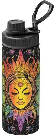 Botellas de agua con luz ultravioleta que refleja el sol y la luna para mujeres y hombres, botella de agua térmica de acero inoxidable con aislamiento térmico a prueba de fugas para gimnasio y trabajo