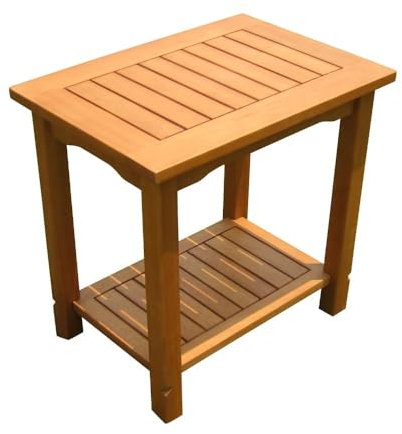 RILOOP Eukalyptus Beistelltisch geölt - 50x35 cm / 2 Ablagen - Holz Garten Tisch klein