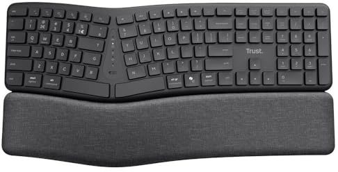 Trust Keyra Ergo Wireless Multi Keyboard DE Bluetooth®, Kabellos Tastatur Ergonomisch Deutsch, QWERTZ Schwarz