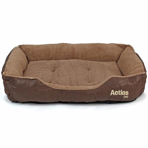 Actiaspet Deluxe Faux Leather Dog Bed with Anti-Slip Bottom (Large)
