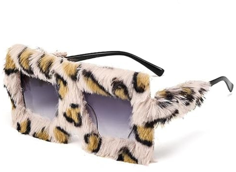 Übergroße Plüsch Sonnenbrille Plüschgläser Halloween-Cosplay-Brille | Modische und Personalisierte Brille, Plüsch Rand Katzenauge Sonnenbrille, für Fasching Foto Requisiten Geburtstagsfeier