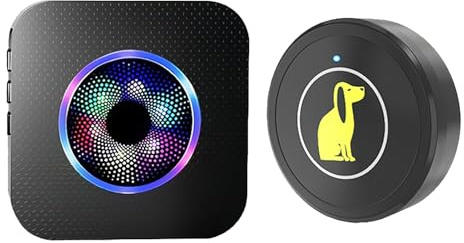 Dog Door Bell, Wireless Full House Dogs Doorbell, 5 Volume Levels Waterproof Trainer Button, Smart Pet Doors Chime for Apartment Living, Outdoor Play, House with Yard, Indoor Training