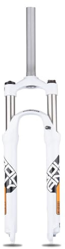 HZXQCVB 26/27,5/29'' Mechanische Gabel Schnellspanner Aluminiumlegierung Mountainbike-Federgabel 80mm Federweg 1-1/8'' Scheibenbremse(29in White,Orange)