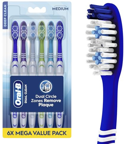 Oral-B Toothbrush Dual Clean, Medium, 6 Count