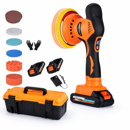 CORANEX 8-Speed Cordless Car Buffer Polisher Kit | Long Runtime | 28 PCS Complete Kit | Hard Carrying Case | For Waxing Polishing Scratch Removal | Ideal for Car RV Boat Gift Giving