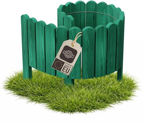 be4nature Flexible Holz Beeteinfassung 20 x 100 cm Dunkelgrün Imprägnierte Rollborder Beetumrandung Gartenzaun Deko Palisade Mähkante