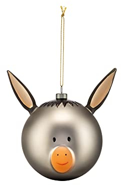 Alessi Asinello Weihnachtsbaumkugel aus mundgeblasenem Glas, Handdekoriert, 1er Pack, 9,0 x 9,0 x 13,50 cm