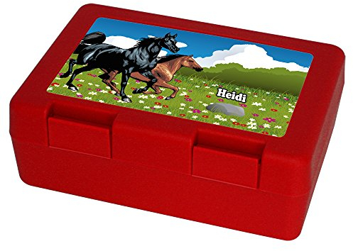 Eurofoto Brotdose mit Namen Heidi und schönem Pferde-Motiv für Mädchen - Brotbox - Vesperdose - Vesperbox - Brotzeitdose mit Vornamen
