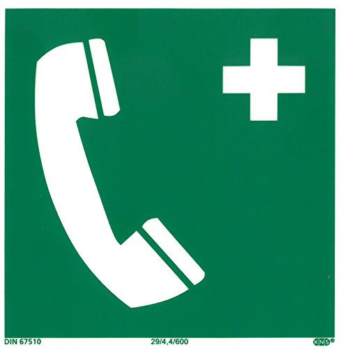 Rettungszeichen Notruftelefon 15x15cm ISO7010 - Kunststoff nachleuchtend selbstklebend