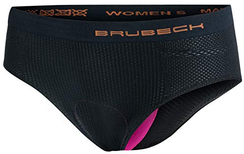 BRUBECK Culotte Silicone Rembourré Short Cycliste Femme Cuissard Velo Femme Short Sport Femme sous-vêtements de Cycliste Padded VTT Sport Structure 3D Black