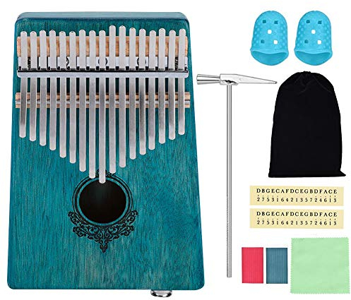 Dilwe 17 Tasten Finger Klavier, Mahagoni Tragbares Kalimba Pocket Size Piano mit Eingebautem Pickup für Anfänger(Grün) …, Tasteninstrument