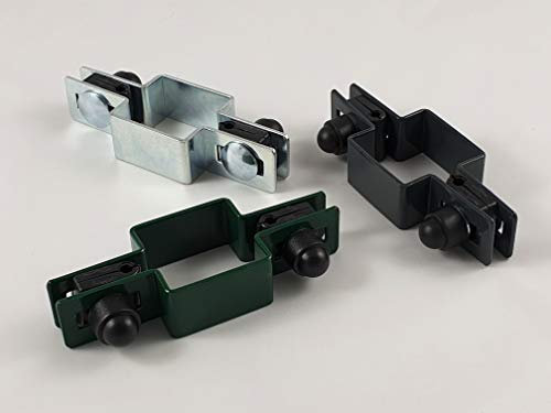 2 Stück Mittelschelle quadratisch im SET 40x40mm graphit für Ø5mm Draht, Zaunschelle