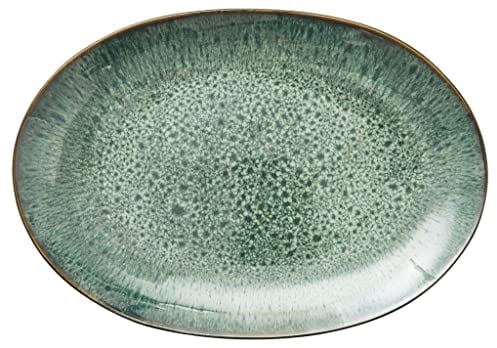 Zone Denmark BITZ Servierplatte aus Steinzeug, oval 36 x 25 cm Schwarz/Grün