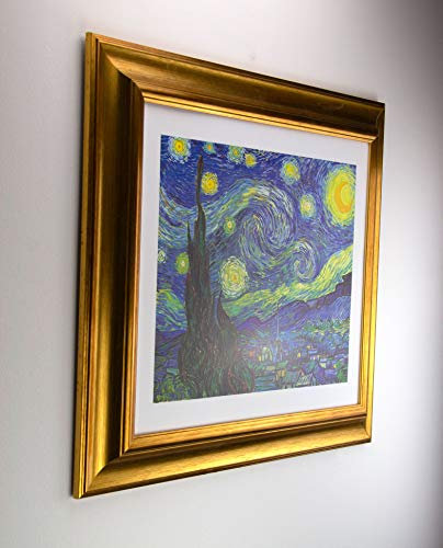 Melody für Großformate, Massivholz Barock Bilderrahmen in Gold Vintage mit 2mm klarem Kunststoffglas, Bildmaß: 60 x 180 cm