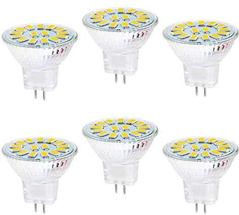 Lxcom Lighting LED MR11 Light Bulb 6 Pack 5W LED Flood Light 40W Halogen Replacement GU4 Bi-Pin Base Warm White 3000K MR11 Spotlight AC/DC12V for Landscape Recessed Track Lighting