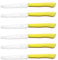 Tredoni 6 Coltelli da Cucina - 11cm Acciaio Inossidabile Italiano Coltello Posate da Verdure/Bistecca/Tavola Seghettato, Punta Arrotondata (Giallo)
