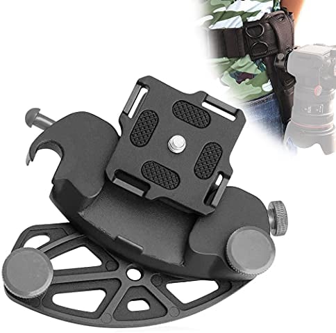 Yeelan Kamera Clip,Kamera Halterung,Kameraständer Aus Aluminiumlegierung Gürtelclip mit 1/4in Schrauben für Schnellspanner DSLR SLR Camera,Rucksack,Stativ,Gürtel (Schwarz+Grau)