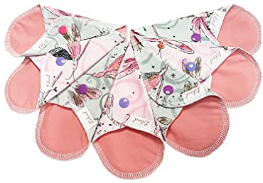 Lilind® 7 pz Giornaliero Tanga Salvaslip Riutilizzabili, Non impermeabile Handmade Assorbenti di stoffa organici, Lavabili Comodi Extra sottili, Backup per Tamponi e Coppette mestruali, 100% cotone