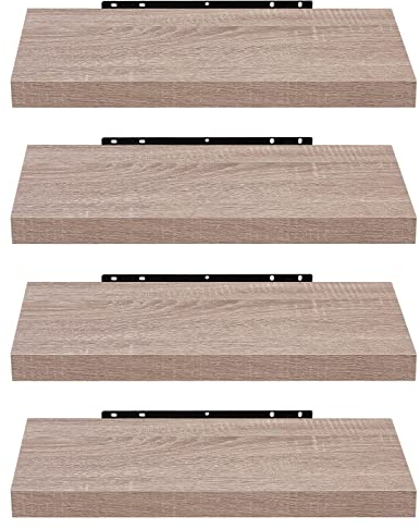 EUGAD Wandregal, Regal Wand 4er Set, Wandboard für Wohnzimmer, Küche, Badezimmer, Bücher/DVD/CD/Bilderrahmen/Pflanzen sortieren, 0115QJ-4