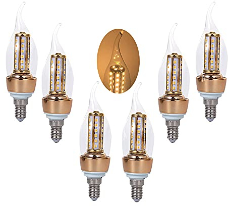 ZYUJIA E14 8W LED Glühbirnen 800LM(Entspricht 80W Halogenlampe) 40Pcs SMD2835 Chips LED Lampen,Nicht Dimmbar Warmweiß 3000K Edison Kleine Schraube C35 Kerzenbirnen,Pack mit 6