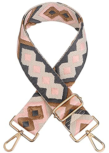 Verstellbarer Schultergurt Taschengurt Breit Schulterriemen Umhängegurt Herren Taschenriemen Damen Zubehör Tragegurt Längenverstellbarer für Schultertasche Tragetaschen und Handtaschen Pink&grau