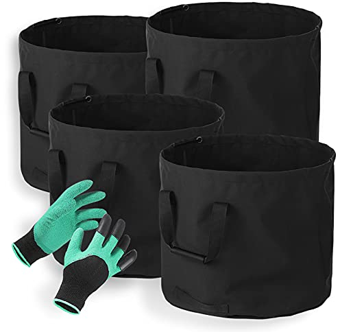 Ledph GartensäCke GrüNabfall mit Griffe, Faltbar Abfallsack Garten aus Segeltuch, 1/2/3/4 X Gartenabfallsack Selbstaufstellend, Wasserdichtes Rasensack, 95L,4pcs