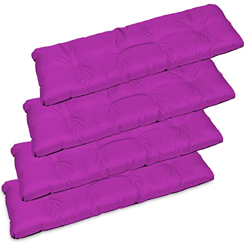 SuperKissen24. 4er Set Sitzkissen Bankkissen Bankauflage für Gartenbank - 120x38 cm - Outdoor und Indoor - Rosa