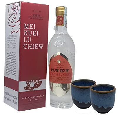 MiFan Liquore Box - Liquore di Rose Cinese, 2 Bicchierini da Degustazione, 54% VOL, Grappa di Rose, 500ml