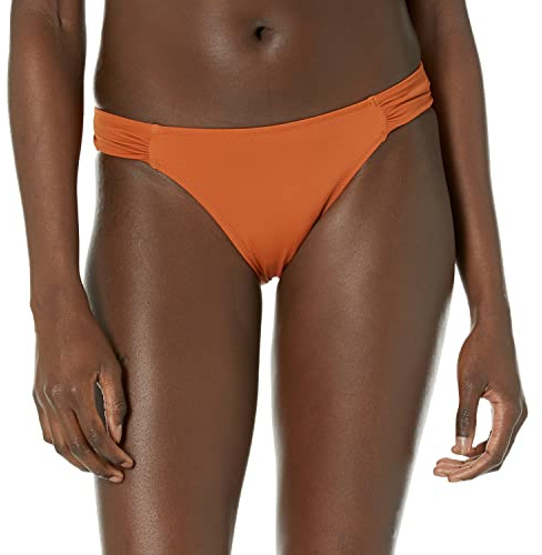 Amazon Essentials Bas de Bikini à Bande Plissée Latérale Femme, Terracota, 38