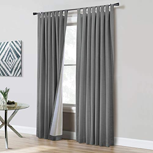 LOFT LIVING Vienna Total Blackout Foamback Schlaufenschal mit Schlaufen, je 132,1 x 213,4 cm, Dunkelgrau
