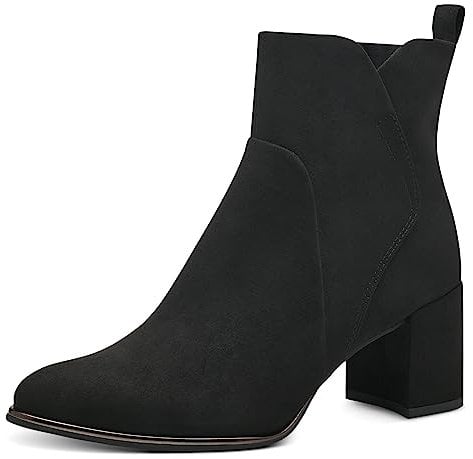 MARCO TOZZI Damen Stiefeletten mit Absatz Spitz mit Reißverschluss, Schwarz (Black), 36 EU