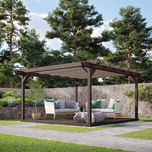 Rutland County Garden Furniture Double Garden Pergola And Decking Kit - Pergola With Decking - Wooden Gazebo Canopy Pergola Kit - Garden Arch Garden Room (4.8m x 4.8m, Light Green)