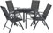 Juskys Aluminium Gartengarnitur Milano 4+1-4 Hochlehner Stühle verstellbar & klappbar mit Tisch - Gartenmöbel Set 5-teilig wetterfest - Grau