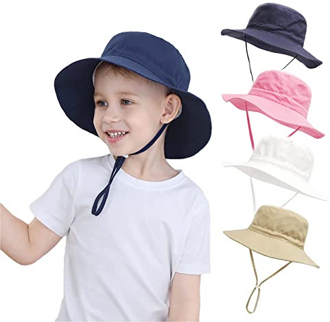YANWANG Bebé Niños Ajustable Bucket Sun Hat, UPF 50+ Protección Solar Gorra de Playa para Niños Pequeños Niñas(Navy Blue,2-6years)