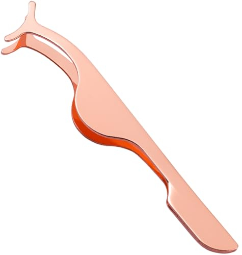 DAZISEN Pince à Cils en Acier Inoxydable - Applicateur de Cils Pince Faux Cils pour Charger et Décharger les Faux Cils Extension de Cils Outil(Or Rose)
