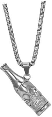 TOPPERFUN Unique Necklace Bottle Opener Pendant Stainless Steel Material Fashion Neck Decoration for Men