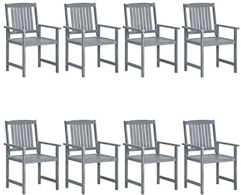 vidaXL Garden Chairs 8 pcs Solid Acacia Wood Grey