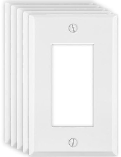 Wippschalter-Abdeckung, 1-fach-Wippschalter-Abdeckung, Dekorator-Lichtschalter oder Steckdosen-Wandplatte, weiß lackiertes Metall, 1-fach Standardgröße 11,4 x 7 cm, korrosionsbeständig, aus