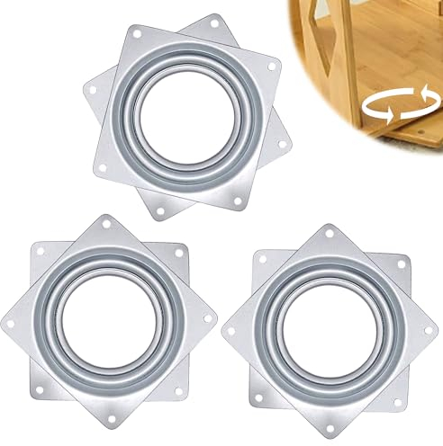 WIYETY Drehlager Drehbeschlag: 3 Stück Plattenteller Drehlager, 360 Grad DrehlagerDrehplatte, Kugelgelagerter Drehteller für Anzeigen-Regal und Möbel, küche,TV Rack, Schreibtisch, Esstisch (4 Zoll)