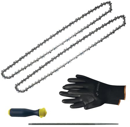 Kettensäge Zubehör - 2x Sägekette 50cm Rapid Micro Ersatzkette + Feilenheft mit Feile 5,2mm