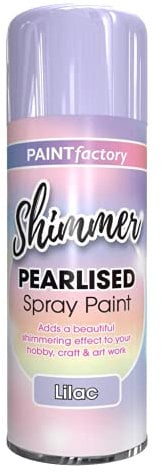 1 x Pearlised Lilac Paint Factory Shimmer Spray Paint 400ml, For DIY Hobby Arts and Crafts, Variety of colors White Pink Silver Lilac
