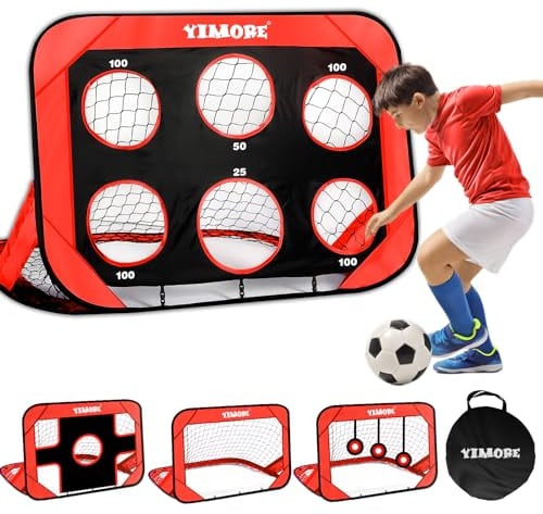 YIMORE Porta da Calcio per Bambini, 4 Modalità Porta da Calcio da Giardino, Pop-up Porte da Calcio Pieghevole, 120 * 80 * 80cm, Porta da Calcio per Interni ed Esterni