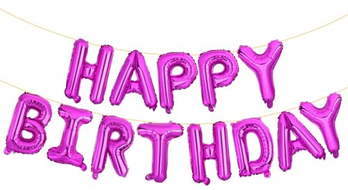 LIOZEOKUN Happy Birthday Palloncini Lettere 40,6 cm Mylar Palloncini per Compleanno Banner Banner per feste di compleanno Decorazioni Forniture (rosa caldo)