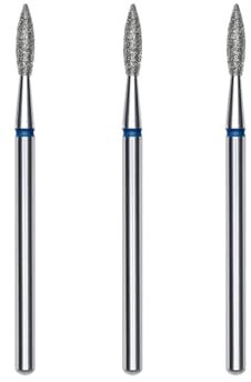 STALEKS PRO set 3 fresas de diamante para cutículas, 2.1x0.8 mm. Forma de Flama (Grano Medio)