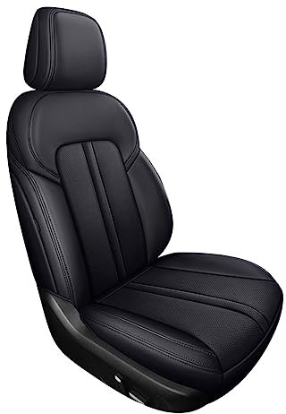 FLORENTER Automobile 360° Full Cover Autositzbezug Für CRV 2017-2021 Styling Echtleder Innenzubehör Sitzbezüge (Color : Front Black)