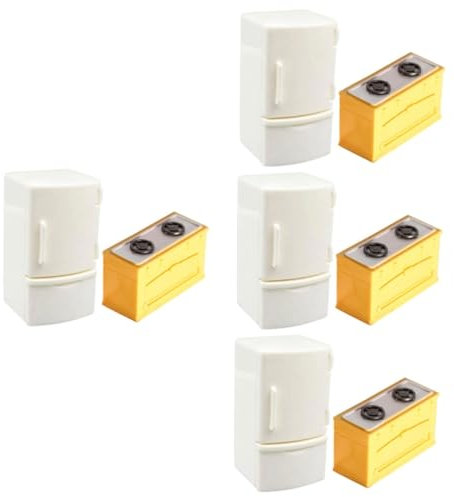 Vaguelly Juego De 4 Neveras Y Estufas En Miniatura para Muñecas Decoración De Cocina En Miniatura para Casa De Muñecas Niños Y Niñas 2 Piezas X 4