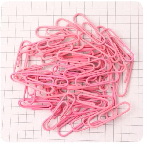 Hrlace 100 Stück Rosa Metallbüroklammern 28mm mit Kunststoffbeschichtung - Langlebig und Rostbeständig - Ideal für Papiere, Schul- und Büromaterial