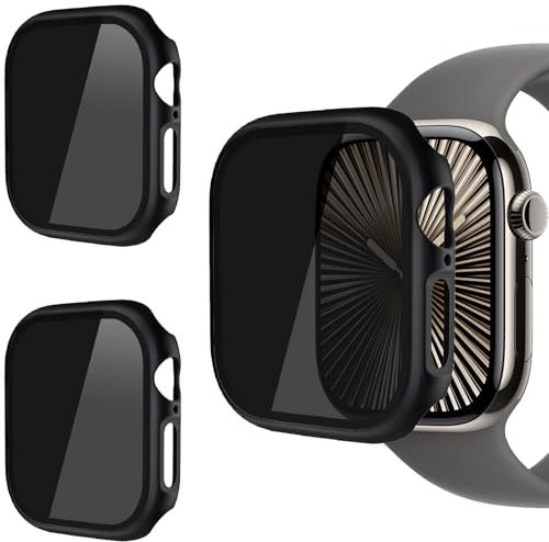 AOKUTDA 3 Pièces PC Coque Compatible avec Apple Watch Series 10 46mm（2024） 30° Anti Spy Privacy avec Protecteur D'écran [Sensible au Toucher] pour iWatch Series 10 46mm-Noir