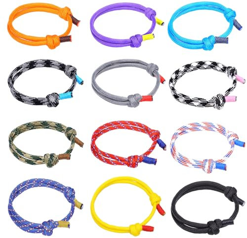 Granvoo Set di Braccialetti Intrecciati, 12 Pezzi Bracciale Corda Nautico per Donna Uomo, Braccialetto da Surf Nautico, Bracciale Paracord Multicolore